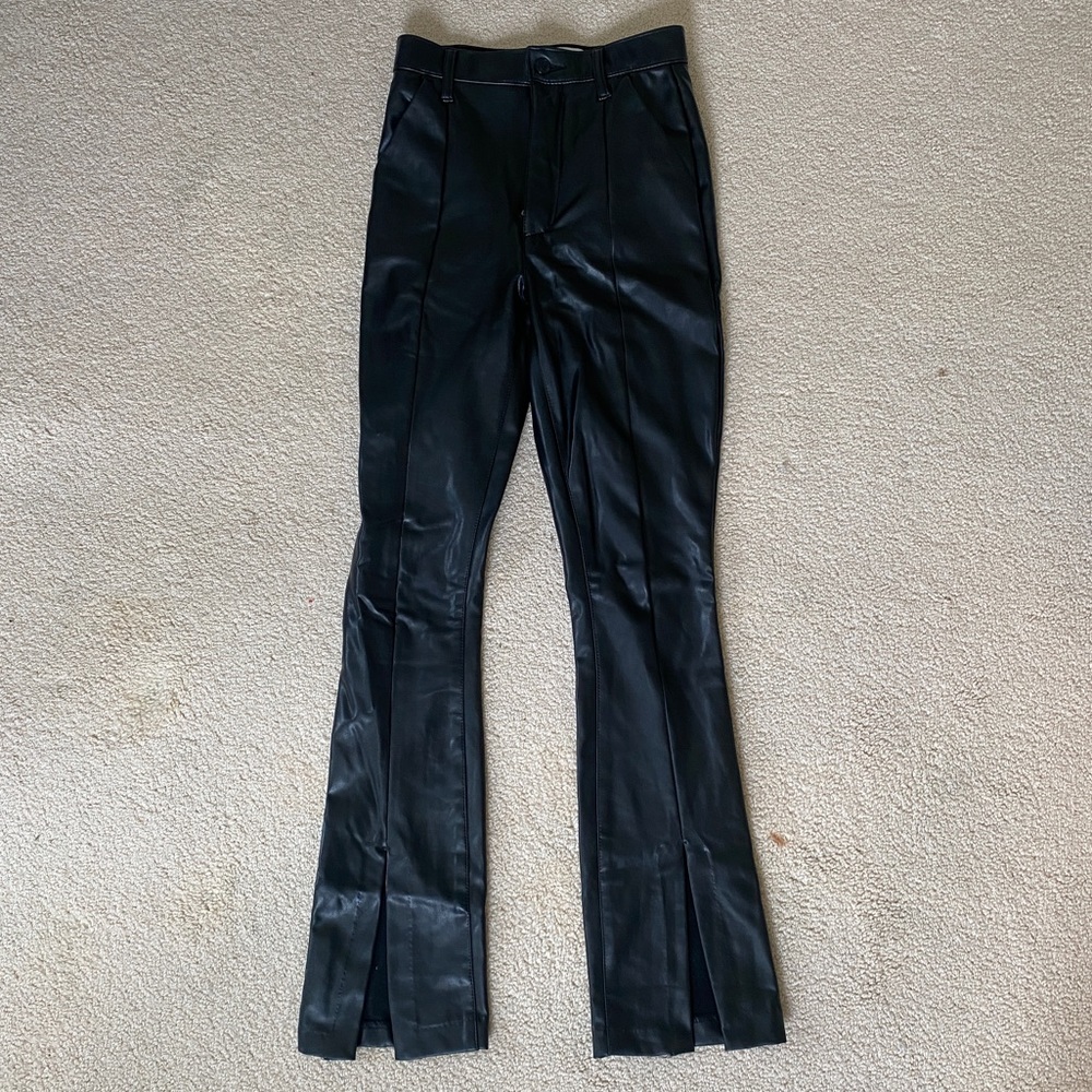 A&F Black Leather Pants Flare